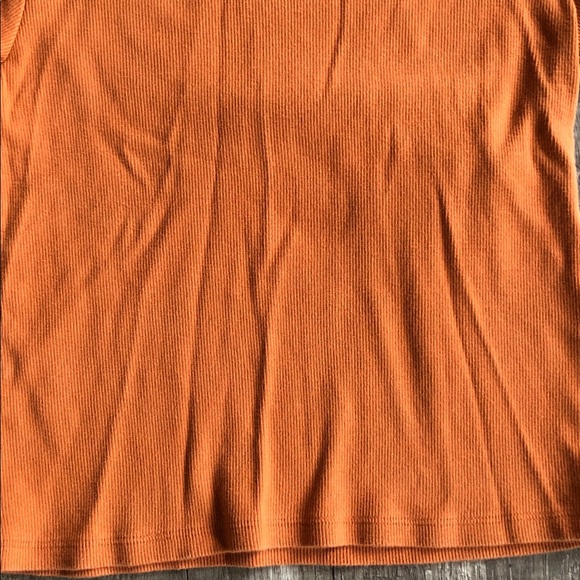 Anthropologie Maeve Ribbed Mock Neck Burnt Orange Short Sleeve Baby Tee M - Picture 3 of 8